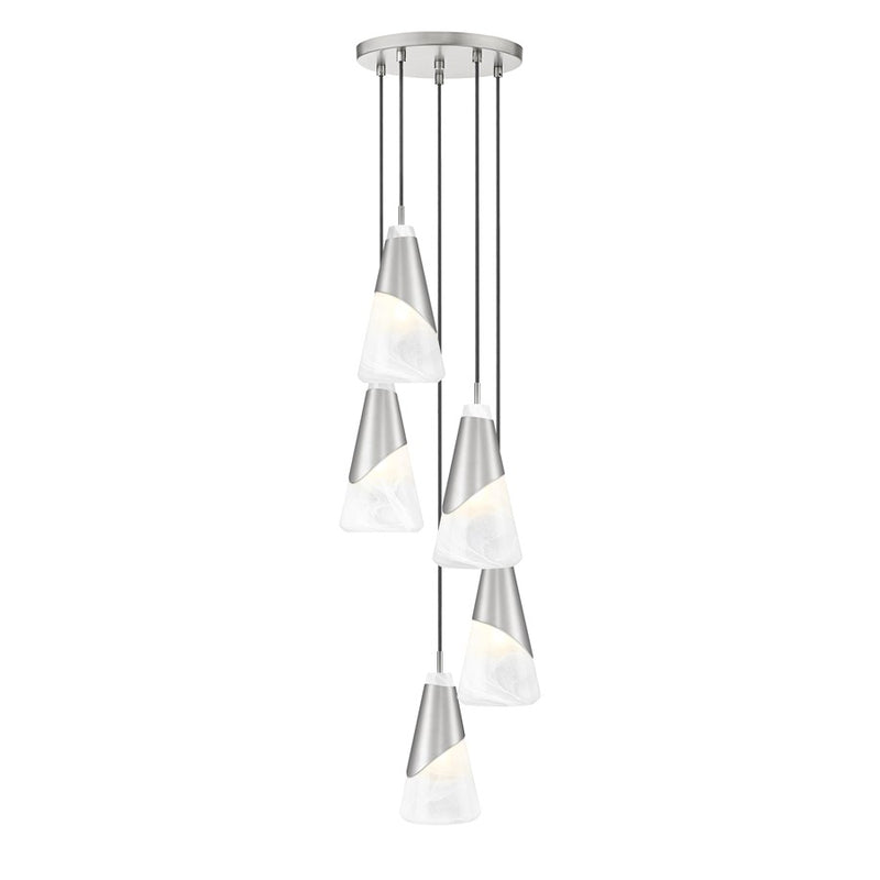 Z-Lite Aimie 5 Light Round Chandelier, Brushed Nickel/White Swirl - 828P6-5R-BN