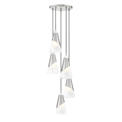 Z-Lite Aimie 5 Light Round Chandelier, Brushed Nickel/White Swirl - 828P6-5R-BN