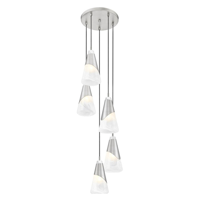Z-Lite Aimie 5 Light Round Chandelier, Brushed Nickel/White Swirl