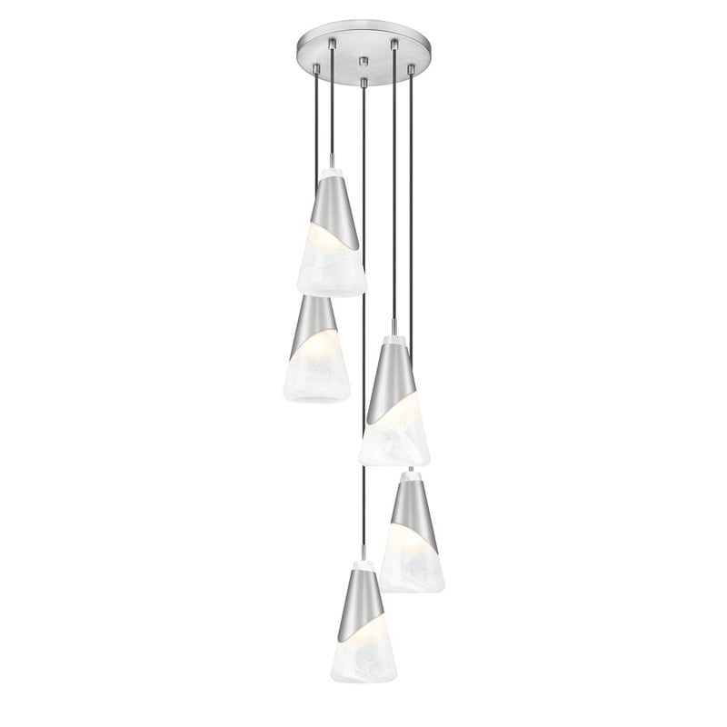 Z-Lite Aimie 5 Light Round Chandelier, Brushed Nickel/White Swirl