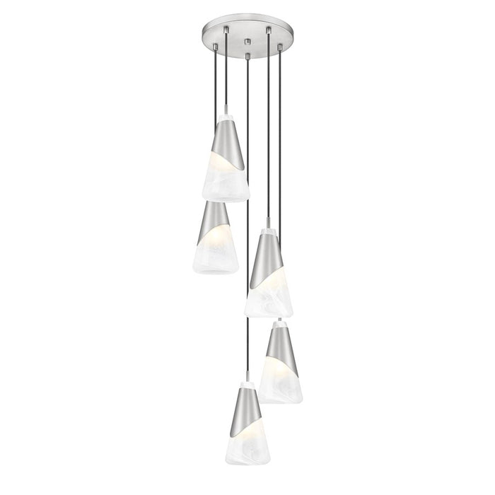 Z-Lite Aimie 5 Light Round Chandelier, Brushed Nickel/White Swirl