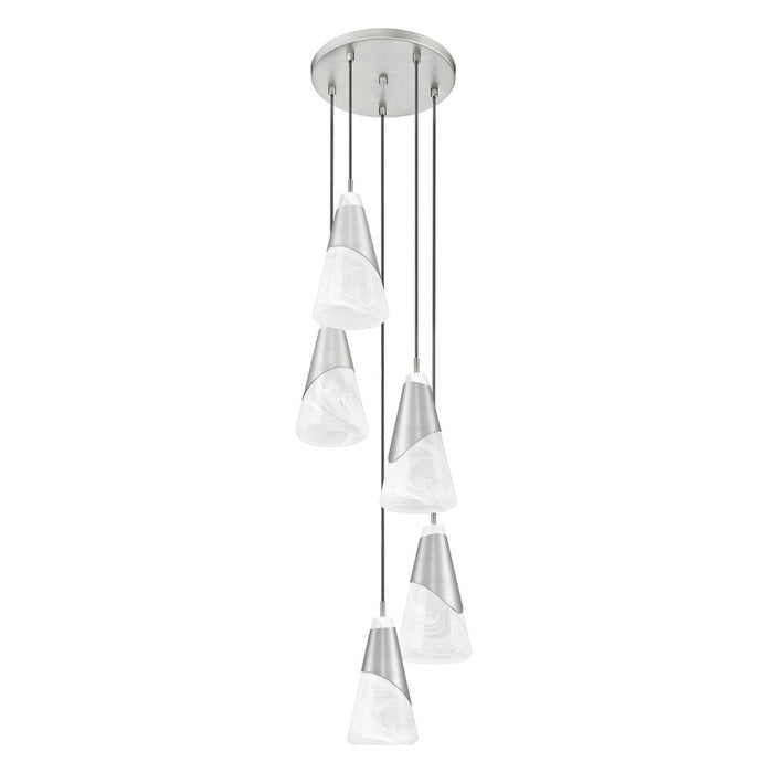 Z-Lite Aimie 5 Light Round Chandelier, Brushed Nickel/White Swirl