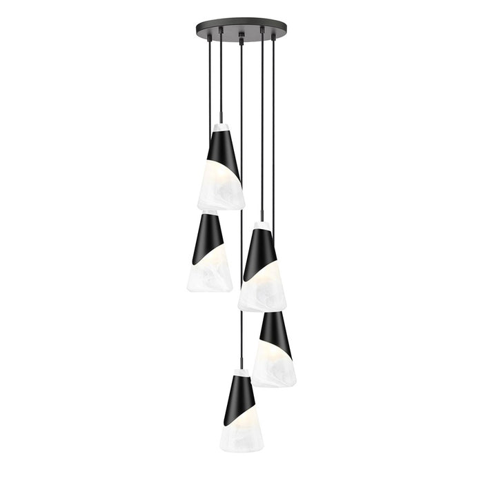 Z-Lite Aimie 5 Light Round Chandelier, Matte Black/White Swirl - 828P6-5R-MB