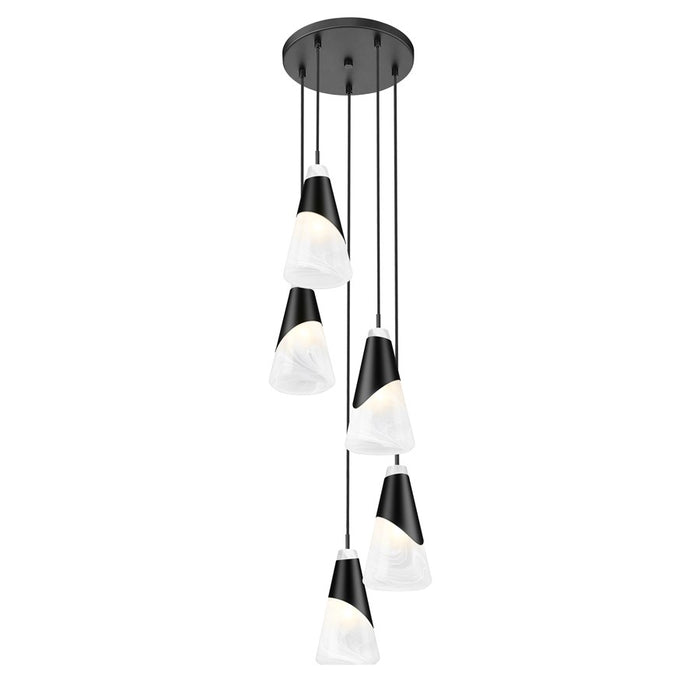 Z-Lite Aimie 5 Light Round Chandelier, Matte Black/White Swirl