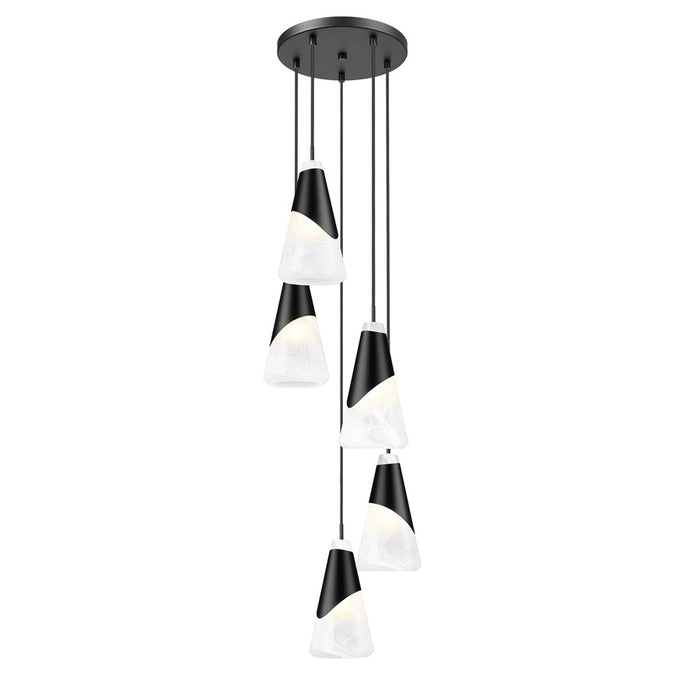 Z-Lite Aimie 5 Light Round Chandelier, Matte Black/White Swirl