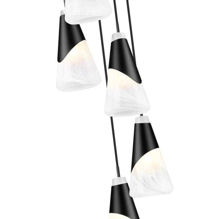 Z-Lite Aimie 5 Light Round Chandelier, Matte Black/White Swirl