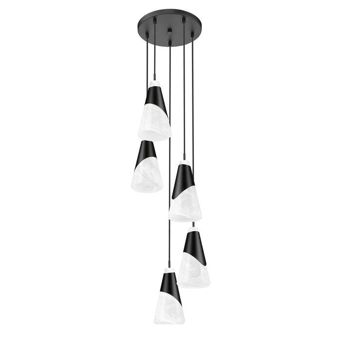 Z-Lite Aimie 5 Light Round Chandelier, Matte Black/White Swirl