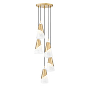 Z-Lite Aimie 5 Light Round Chandelier, Modern Gold/White Swirl - 828P6-5R-MGLD