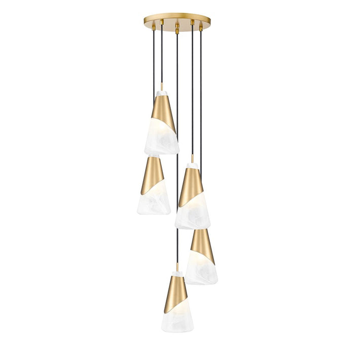 Z-Lite Aimie 5 Light Round Chandelier, Modern Gold/White Swirl - 828P6-5R-MGLD