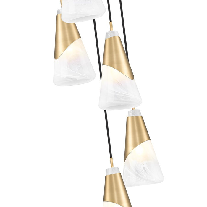 Z-Lite Aimie 5 Light Round Chandelier, Modern Gold/White Swirl