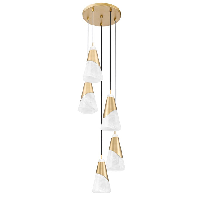 Z-Lite Aimie 5 Light Round Chandelier, Modern Gold/White Swirl