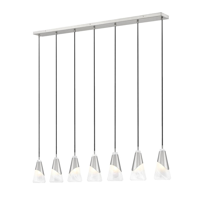 Z-Lite Aimie 7Lt 54" Linear Chandelier, Brushed Nickel/White Swirl - 828P6-7L-BN