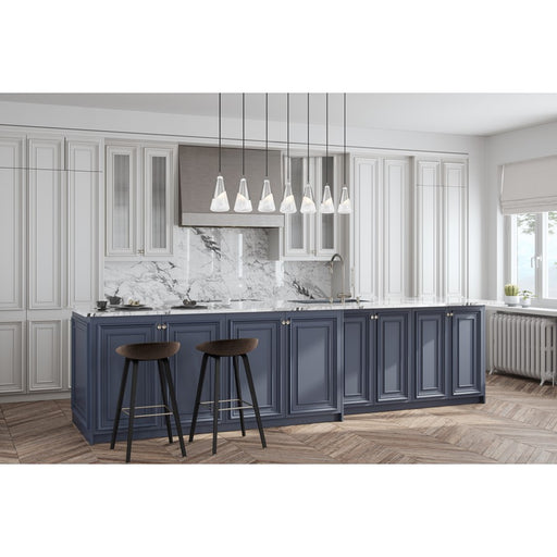 Z-Lite Aimie 7Lt 54" Linear Chandelier, Brushed Nickel/White Swirl