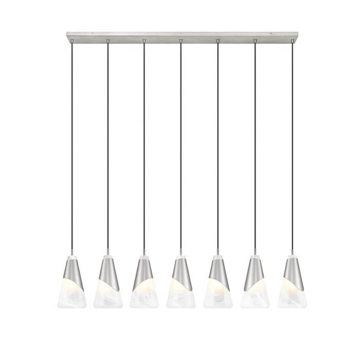 Z-Lite Aimie 7Lt 54" Linear Chandelier, Brushed Nickel/White Swirl