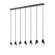 Z-Lite Aimie 7Lt 54" Linear Chandelier, Matte Black/White Swirl - 828P6-7L-MB