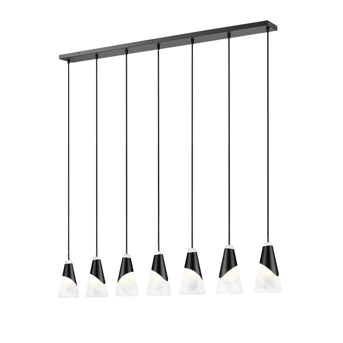 Z-Lite Aimie 7Lt 54" Linear Chandelier, Matte Black/White Swirl - 828P6-7L-MB