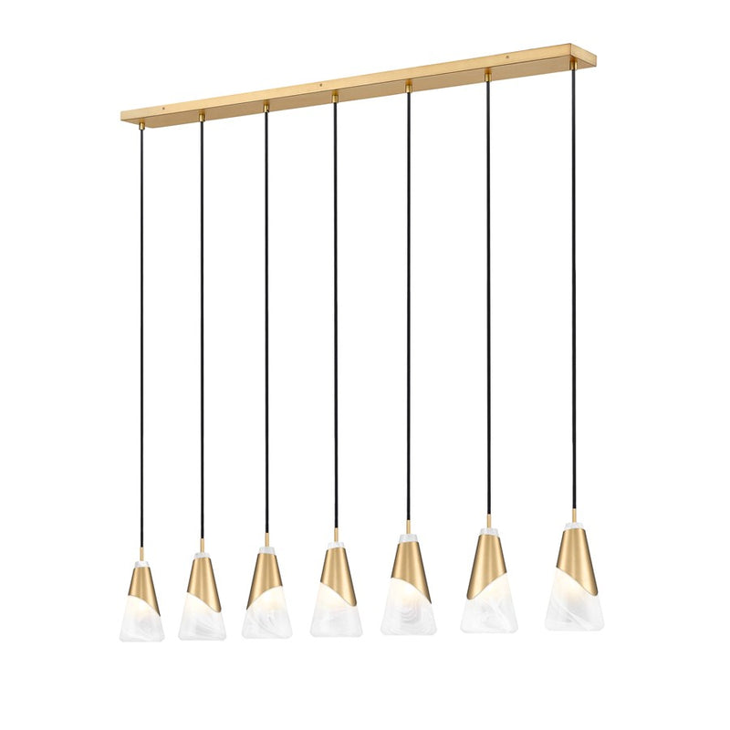 Z-Lite Aimie 7Lt 54" Linear Chandelier, Modern Gold/White Swirl - 828P6-7L-MGLD