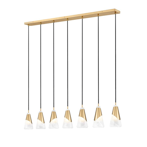 Z-Lite Aimie 7Lt 54" Linear Chandelier, Modern Gold/White Swirl - 828P6-7L-MGLD