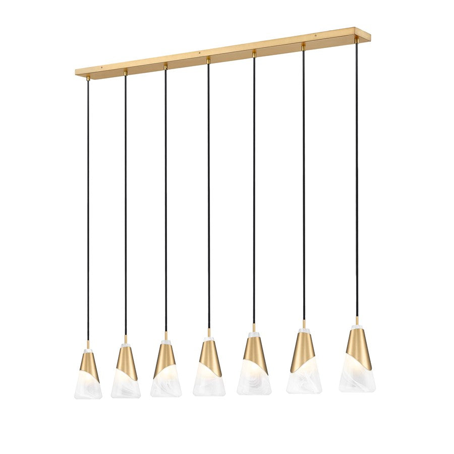 Z-Lite Aimie 7Lt 54" Linear Chandelier, Modern Gold/White Swirl - 828P6-7L-MGLD