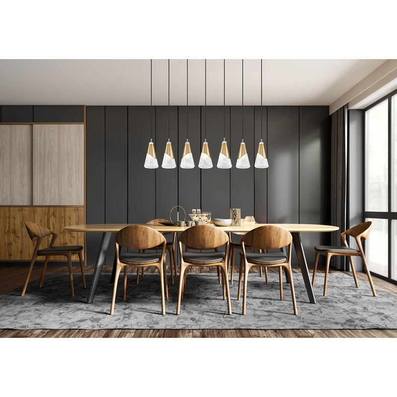 Z-Lite Aimie 7Lt 54" Linear Chandelier, Modern Gold/White Swirl