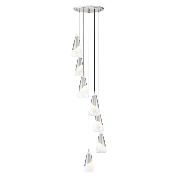 Z-Lite Aimie 7 Light Round Chandelier, Brushed Nickel/White Swirl - 828P6-7R-BN
