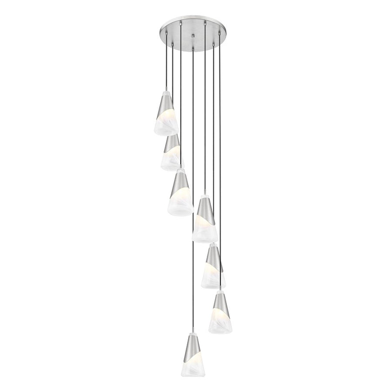 Z-Lite Aimie 7 Light Round Chandelier, Brushed Nickel/White Swirl