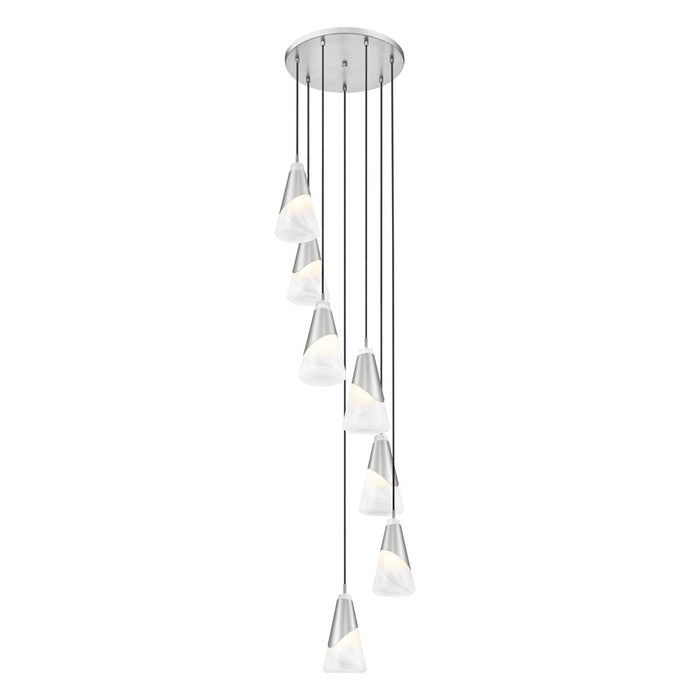 Z-Lite Aimie 7 Light Round Chandelier, Brushed Nickel/White Swirl