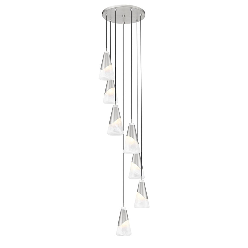 Z-Lite Aimie 7 Light Round Chandelier, Brushed Nickel/White Swirl