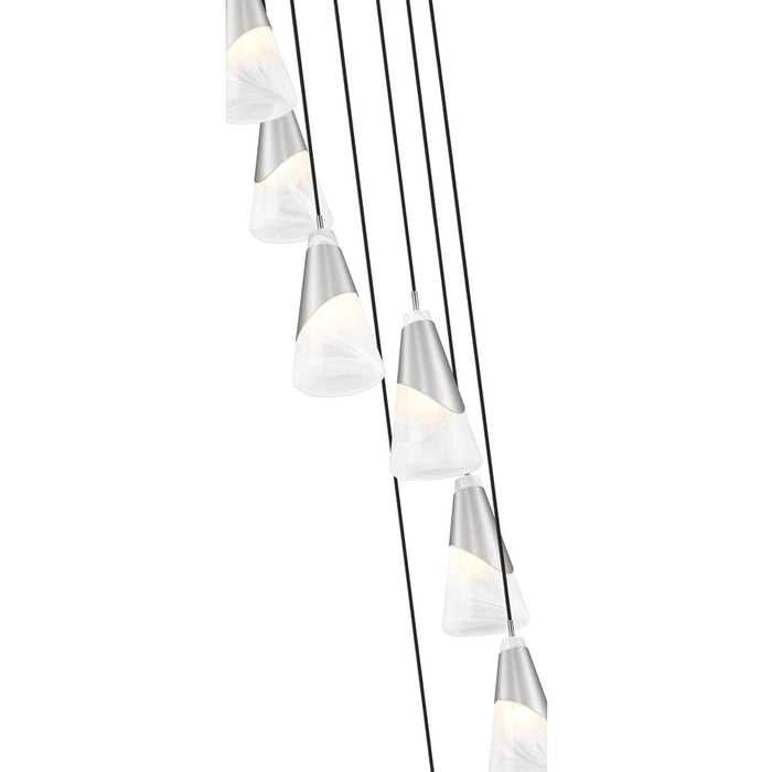 Z-Lite Aimie 7 Light Round Chandelier, Brushed Nickel/White Swirl