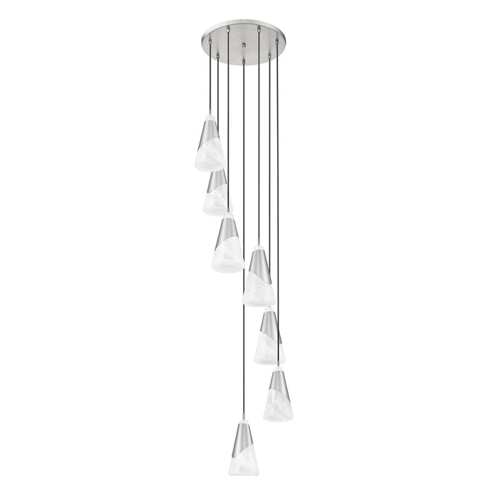 Z-Lite Aimie 7 Light Round Chandelier, Brushed Nickel/White Swirl