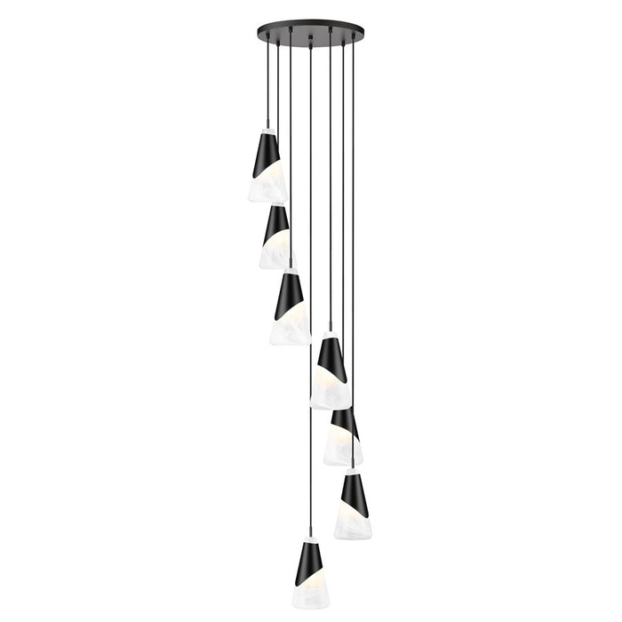 Z-Lite Aimie 7 Light Round Chandelier, Matte Black/White Swirl - 828P6-7R-MB