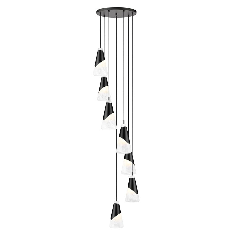 Z-Lite Aimie 7 Light Round Chandelier, Matte Black/White Swirl - 828P6-7R-MB