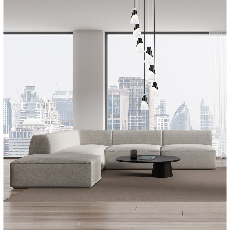 Z-Lite Aimie 7 Light Round Chandelier, Matte Black/White Swirl