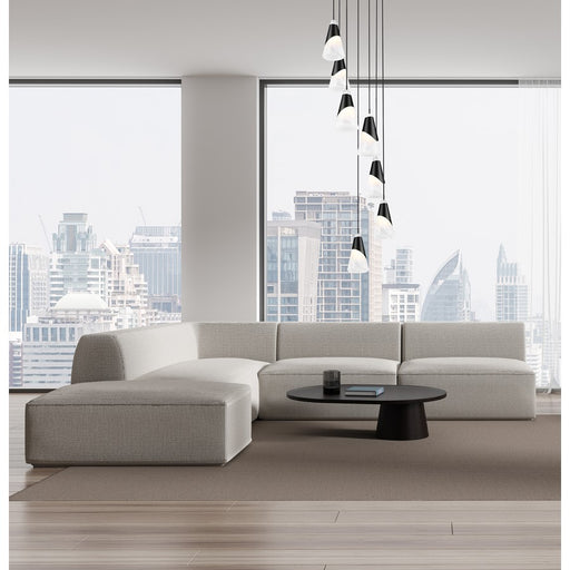 Z-Lite Aimie 7 Light Round Chandelier, Matte Black/White Swirl