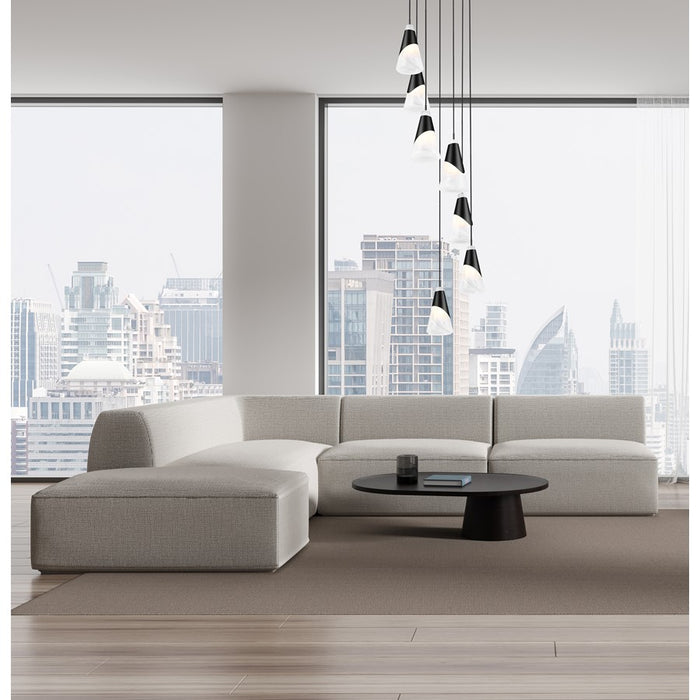 Z-Lite Aimie 7 Light Round Chandelier, Matte Black/White Swirl