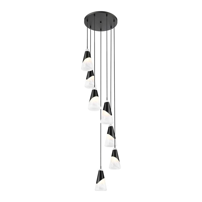Z-Lite Aimie 7 Light Round Chandelier, Matte Black/White Swirl