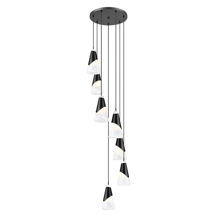 Z-Lite Aimie 7 Light Round Chandelier, Matte Black/White Swirl