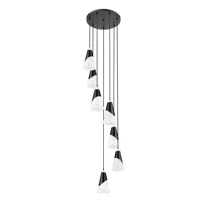 Z-Lite Aimie 7 Light Round Chandelier, Matte Black/White Swirl