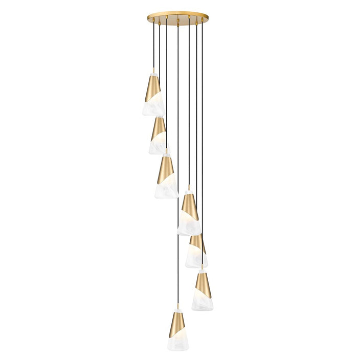 Z-Lite Aimie 7 Light Round Chandelier, Modern Gold/White Swirl - 828P6-7R-MGLD