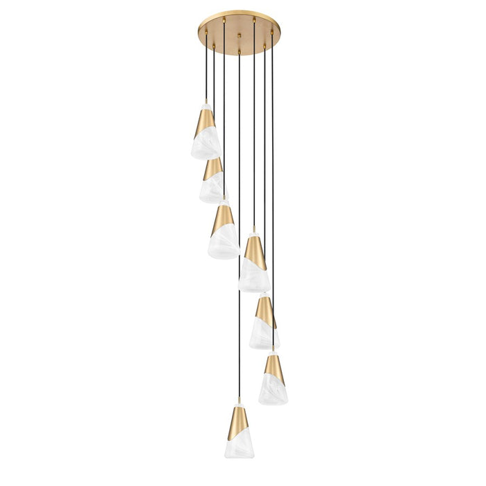 Z-Lite Aimie 7 Light Round Chandelier, Modern Gold/White Swirl