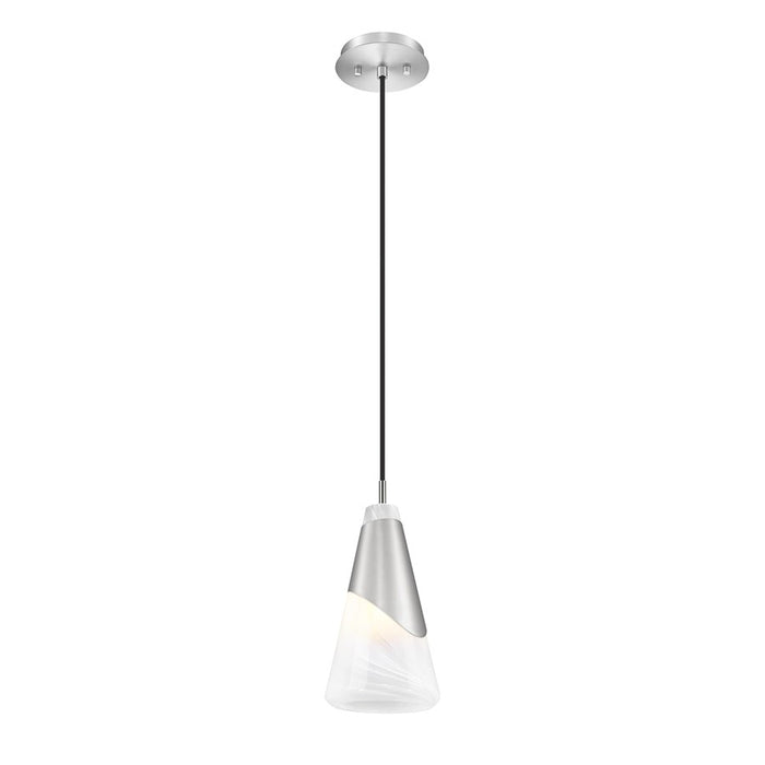 Z-Lite Aimie 1 Light 6" Pendant, Brushed Nickel/White Swirl