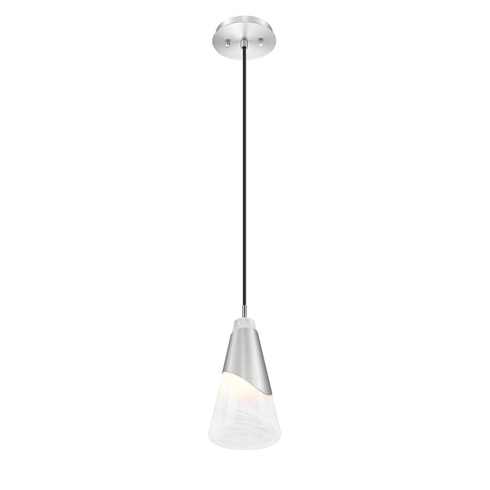 Z-Lite Aimie 1 Light 6" Pendant, Brushed Nickel/White Swirl