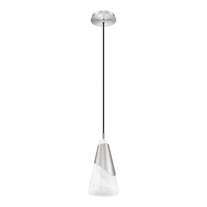 Z-Lite Aimie 1 Light 6" Pendant, Brushed Nickel/White Swirl