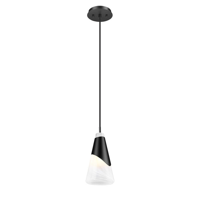 Z-Lite Aimie 1 Light 6" Pendant, Matte Black/White Swirl
