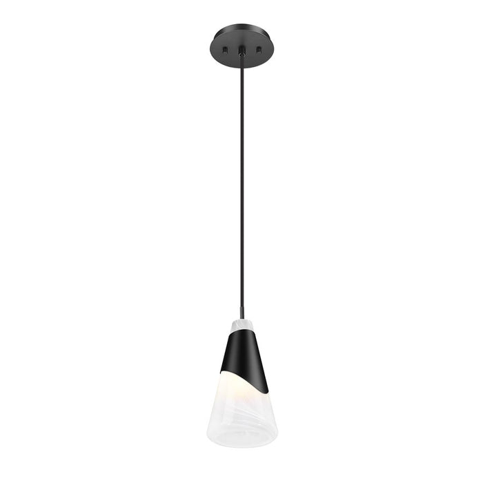 Z-Lite Aimie 1 Light 6" Pendant, Matte Black/White Swirl