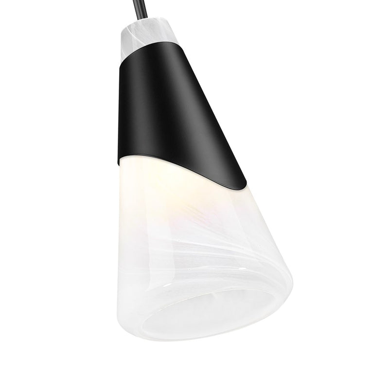 Z-Lite Aimie 1 Light 6" Pendant, Matte Black/White Swirl