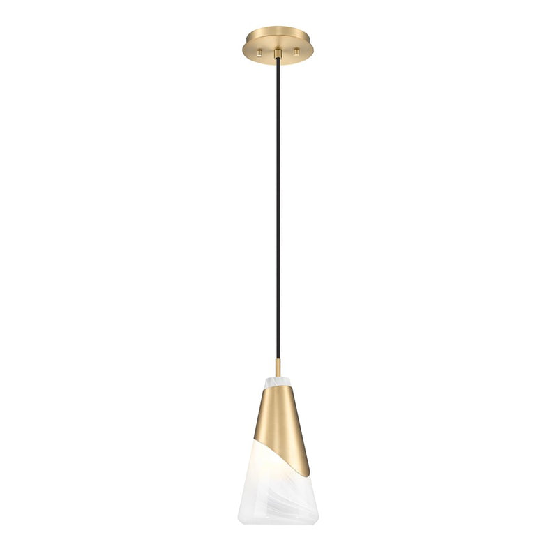 Z-Lite Aimie 1 Light 6" Pendant, Modern Gold/White Swirl - 828P6-MGLD