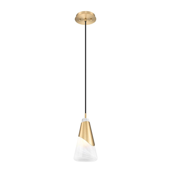 Z-Lite Aimie 1 Light 6" Pendant, Modern Gold/White Swirl