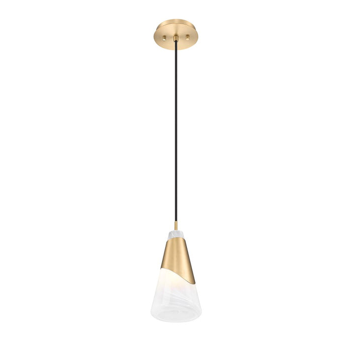Z-Lite Aimie 1 Light 6" Pendant, Modern Gold/White Swirl