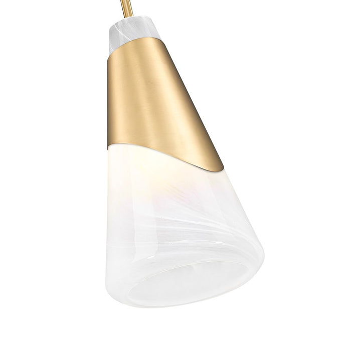 Z-Lite Aimie 1 Light 6" Pendant, Modern Gold/White Swirl